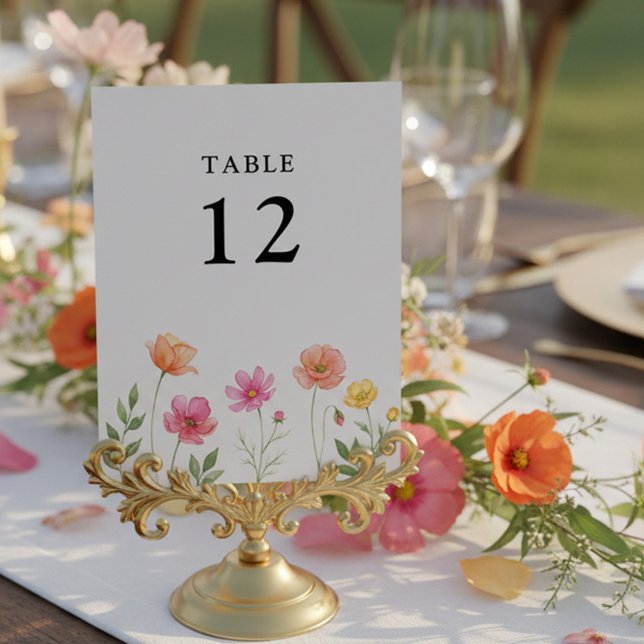 Wildflower Wedding Pretty Flower Table Number Tischnummer (Editable Table Number from the Wildflower Bloom wedding collection by Darling & May)