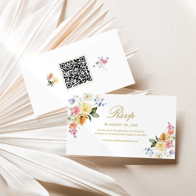 Wildflower Wedding QR Code RSVP Card Begleitkarte (Von Creator hochgeladen)