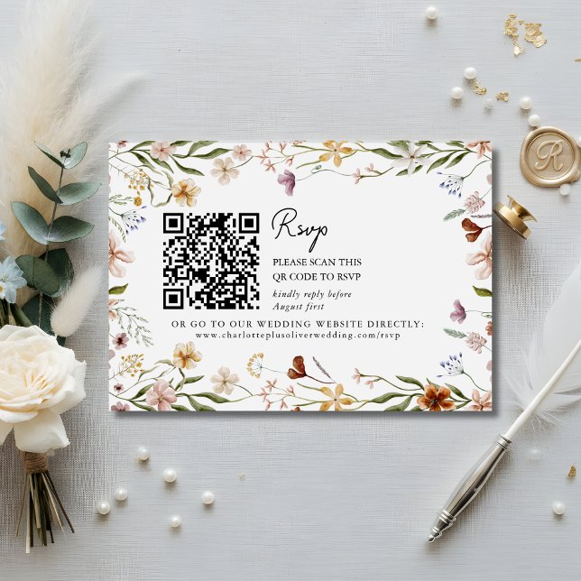 Wildflower Wedding QR RSVP Enclosure Card Einladung (Wildflower Wedding QR RSVP Enclosure Card)