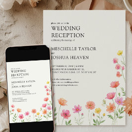 Wildflower Wedding Reception Pink Orange Floral Einladung