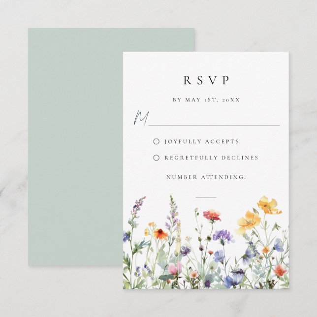 Wildflower Wedding RSVP Card (Vorne/Hinten)
