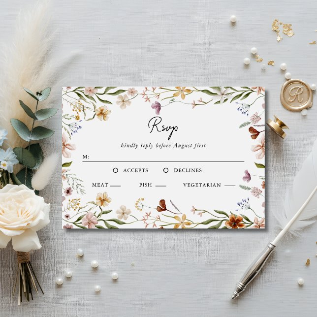 Wildflower Wedding RSVP Meal Choice Enclosure Card Einladung (Von Creator hochgeladen)