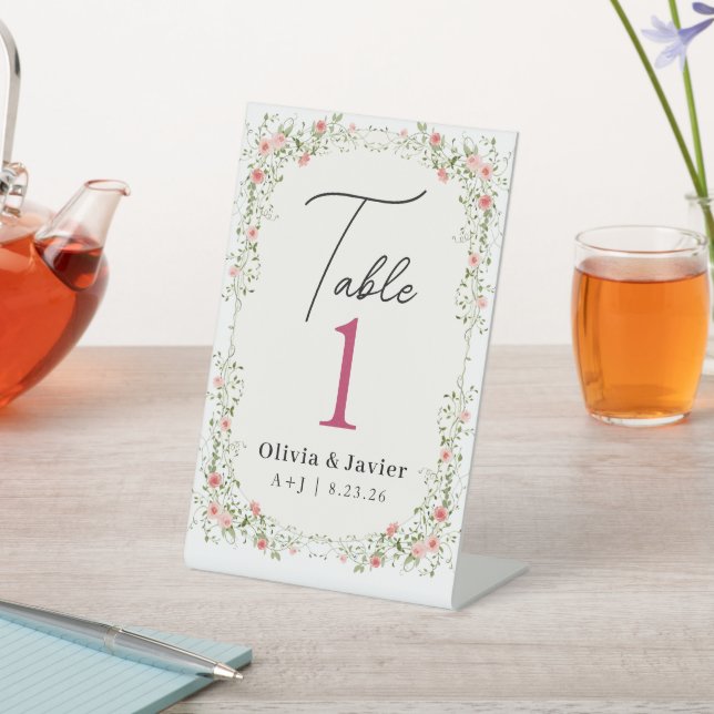 Wildflower Wedding Table Number  Sockelschild (In SItu)