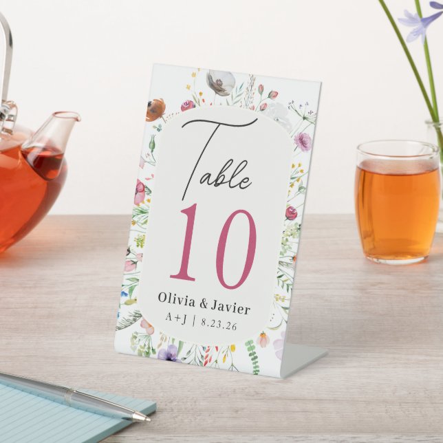 Wildflower Wedding Table Number  Sockelschild (In SItu)