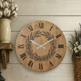 Wildflower Wreath wall clock |  Farmhouse Decor  Große Wanduhr