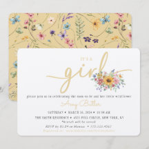 Wildflower Yellow Baby Shower Invitation