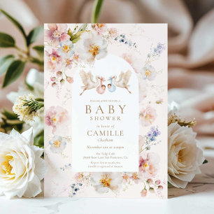 Wildflower-Zwillinge-Baby-Shower-Einladung Einladung