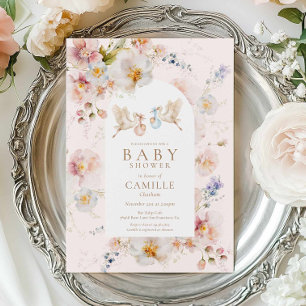 Wildflower-Zwillinge-Junge-und-Mädchen-Baby-Party Einladung