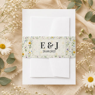 WildFlowers Aquarell Florale Hochzeitsinitiale Einladungsbanderole