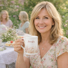 Wildflowers beige pink name prozellantasse