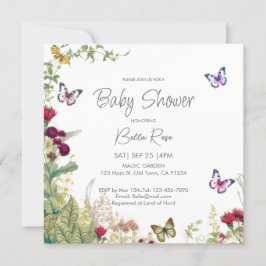 Wildflowers Butterflies Baby Shower Invitation Einladung