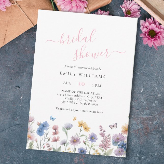 Wildflowers Butterflies Garden Bridal Shower Einladung (Von Creator hochgeladen)