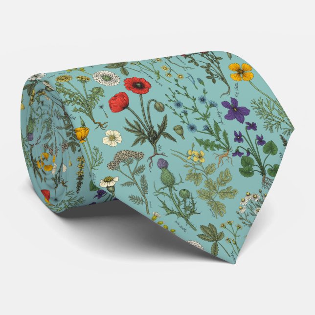 Wildflowers collage on blue krawatte (Gerollt)