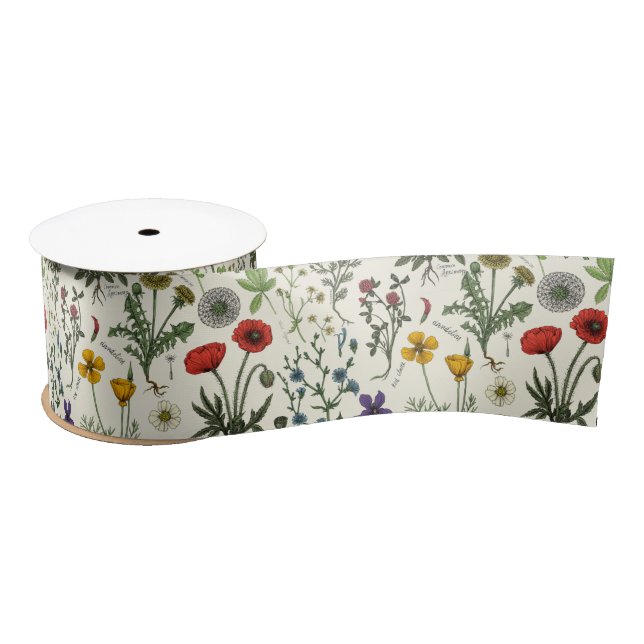 Wildflowers collage satinband (Spule)