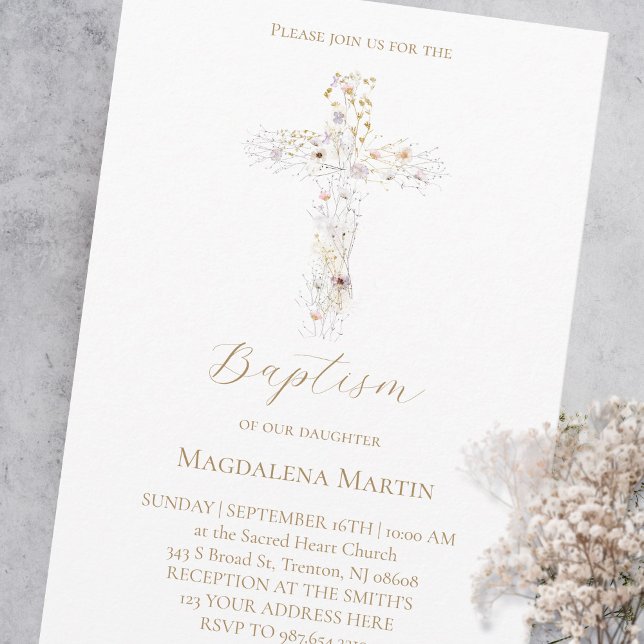 wildflowers cross | Baptism Invitation (Créateur téléchargé)