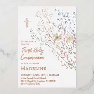 Wildflowers Design Erstkommunion Folieneinladung