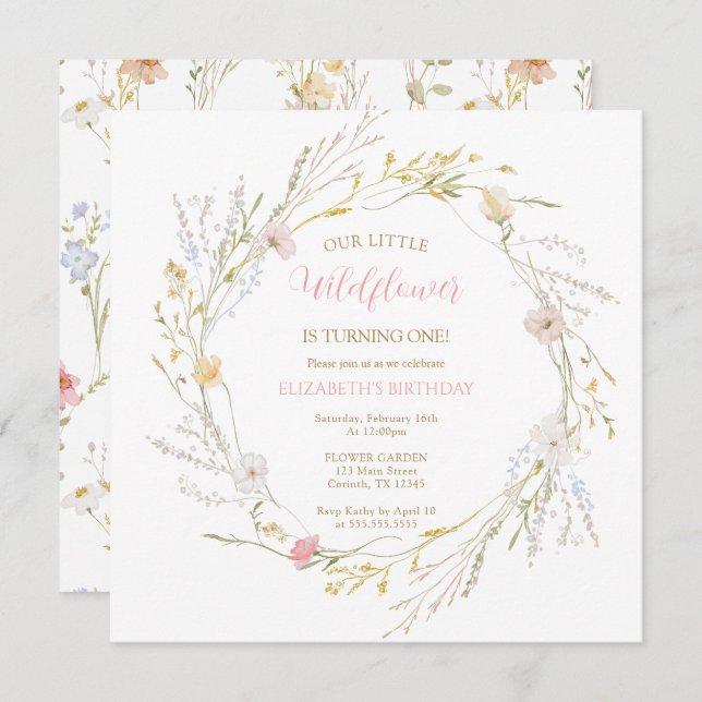 Wildflowers elegant Spring First Birthday (Vorne/Hinten)