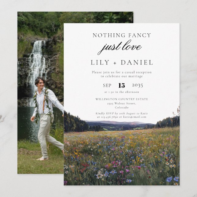 Wildflowers Elopement  Wedding Reception Photo Einladung (Vorne/Hinten)