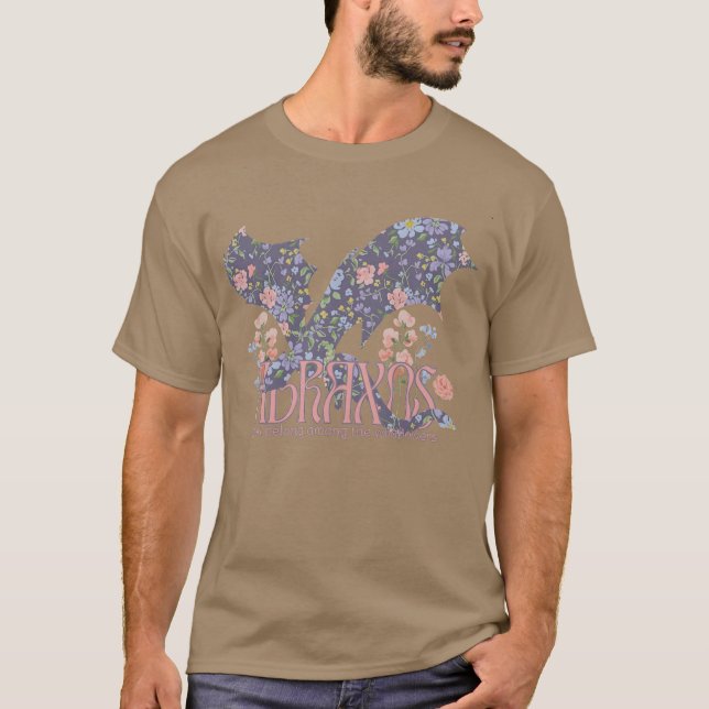 Wildflowers Fantasy Dragon Bookish Reader T-Shirt (Vorderseite)