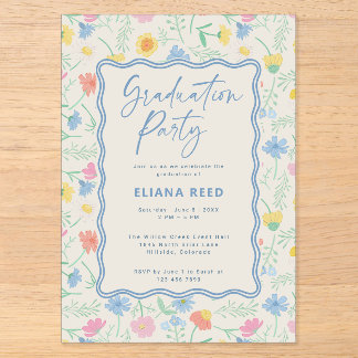 Wildflowers Floral Acrylic Graduation Invitation Acryleinladungen