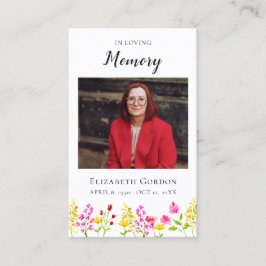 Wildflowers Floral Funeral Prayer Memorial Card Visitenkarte