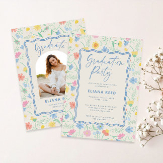 Wildflowers Floral Photo Graduation Invitation Einladung