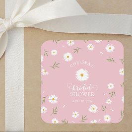 Wildflowers Foliage Greenery Garden Bridal Shower Quadratischer Aufkleber