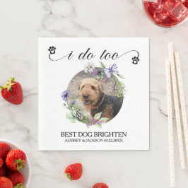 Wildflowers Frame Dog Photo Wedding Serviette