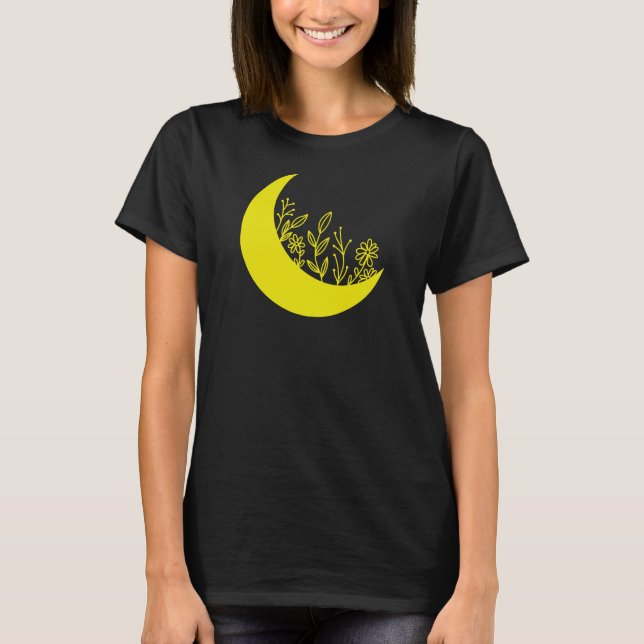 Wildflowers Growing from Moon Illustration  T-Shirt (Vorderseite)