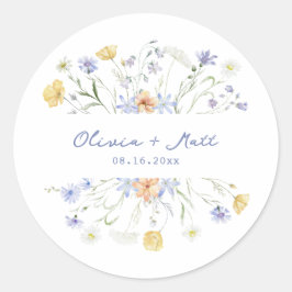 Wildflowers handritten wedding runder aufkleber
