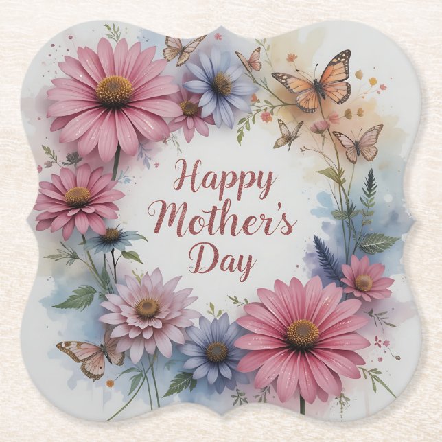 Wildflowers Happy Mother's Day Untersetzer (Vorderseite)