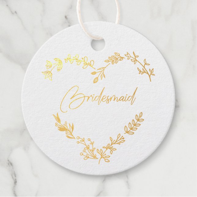Wildflowers Heart in Gold Geschenkanhänger (Vorderseite)