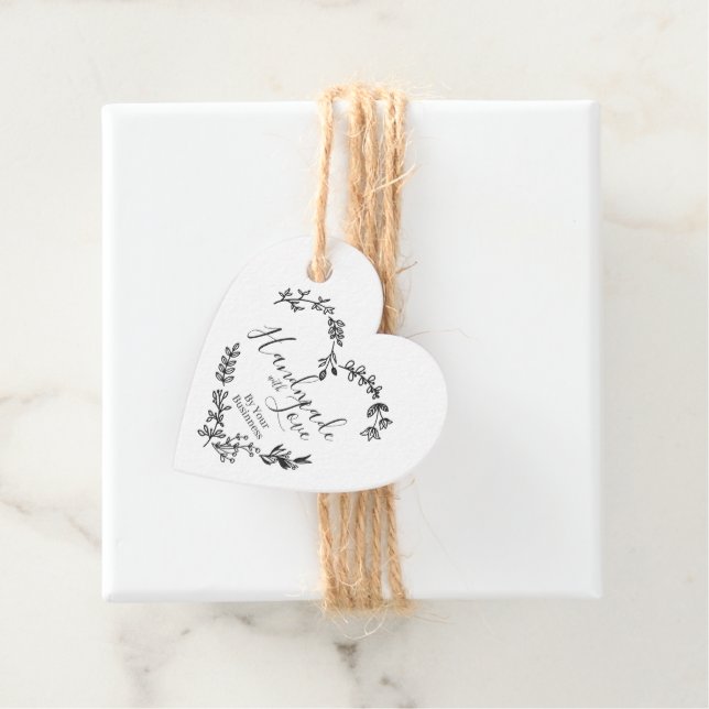 Wildflowers Heart with Handmade with Love Quote Geschenkanhänger (Beispiel)