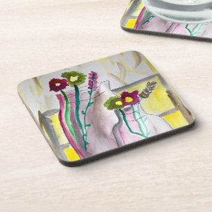 Wildflowers in vase abstract art getränkeuntersetzer