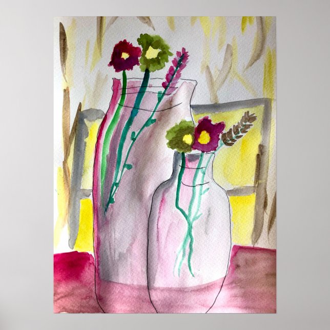 Wildflowers in vase abstract art poster (Vorne)
