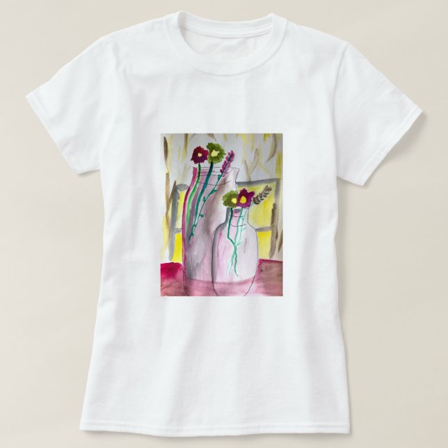 Wildflowers in vase abstract art T-Shirt (Design vorne)