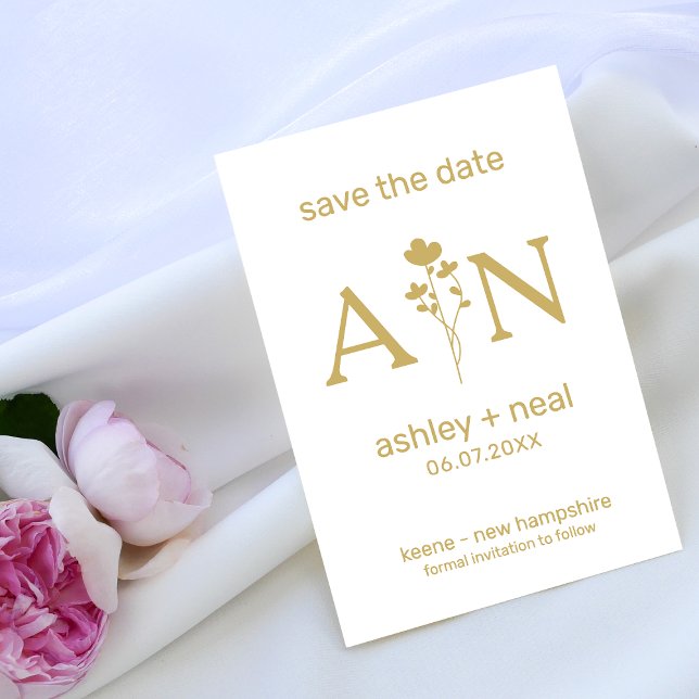 Wildflowers & Initial for Wedding Save the Date Gummistempel (Von Creator hochgeladen)