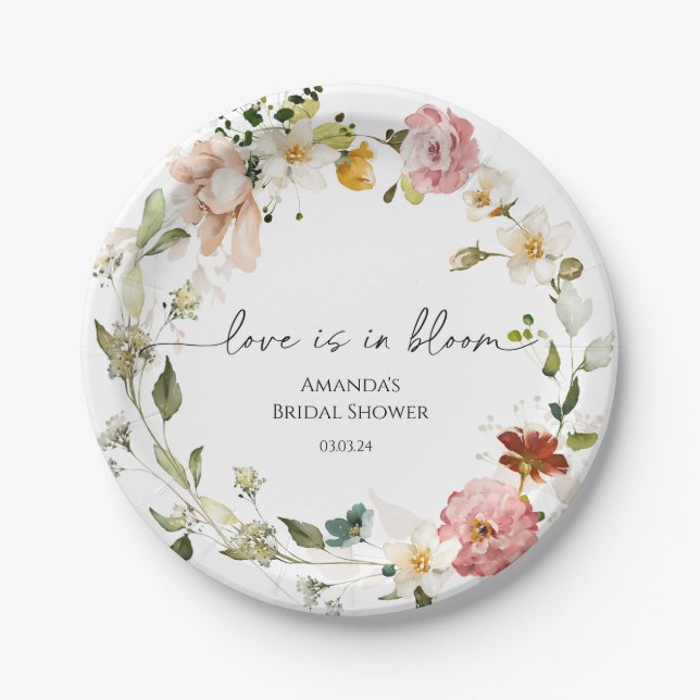 Wildflowers Love is in Bloom Pappteller (Vorderseite)