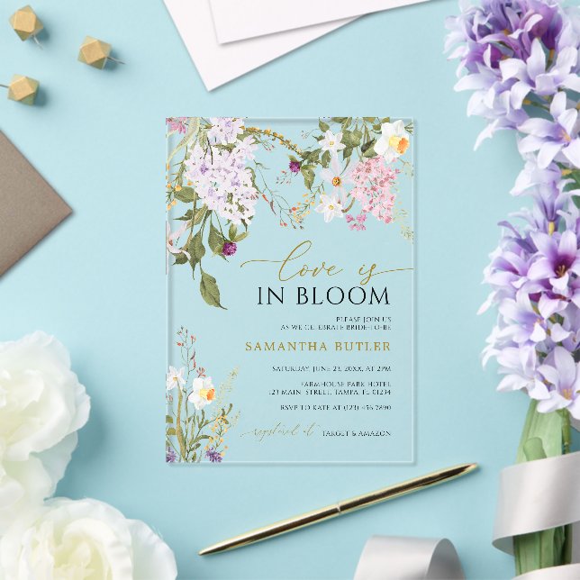 Wildflowers Love is in Bloom Shower Invitation Acryleinladungen (In Situ (Hochzeit))