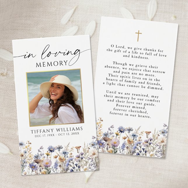 Wildflowers Memorial Funeral Photo Prayer Card (Von Creator hochgeladen)