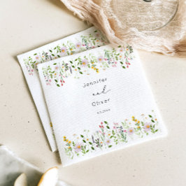 Wildflowers Minimalist Elegant Wedding Script Serviette