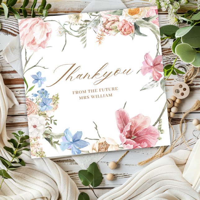 Wildflowers Pastel Floral Garden Party  Wedding Dankeskarte (Von Creator hochgeladen)
