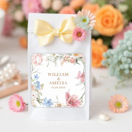 Wildflowers Pastel Floral Garden Party  Wedding Quadratischer Aufkleber