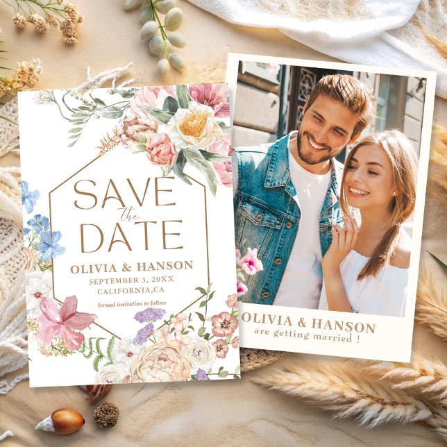 Wildflowers Pastel Floral Garden Party  Wedding Save The Date (Von Creator hochgeladen)