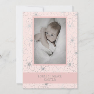 Wildflowers Silver Effect Photo Naming Ceremony Mitteilungskarte