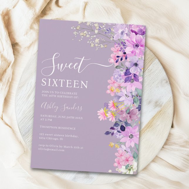 Wildflowers Sweet 16 Birthday Celebration Einladung (Von Creator hochgeladen)
