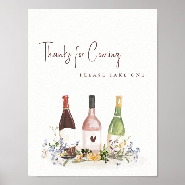 Wildflowers Wine Bottles Favor Sign Bridal Shower Poster (Vorne)