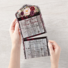 Wildflowers with Burgundy Ribbon, Lace & Lights All In One Einladung