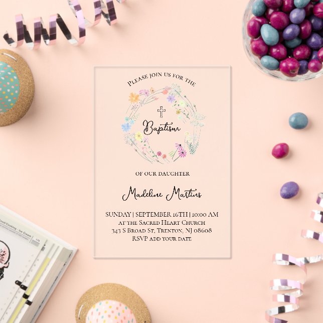  wildflowers wreath Baptism Invitation (Insitu (Célébration))