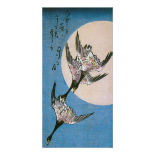 Wildgänse fliegen abwärts über den Mond, Hiroshige Poster
